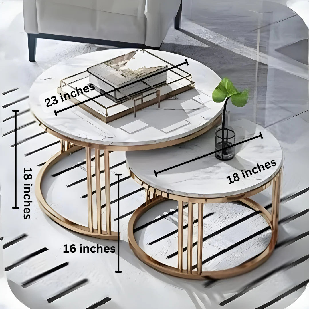 Luxurious Nesting Table Set With Chrome Finish| MTC-