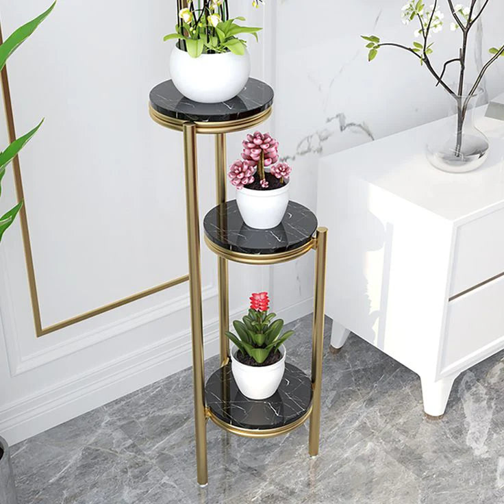 Luxury Standing Plant Stand in Gold & Black
