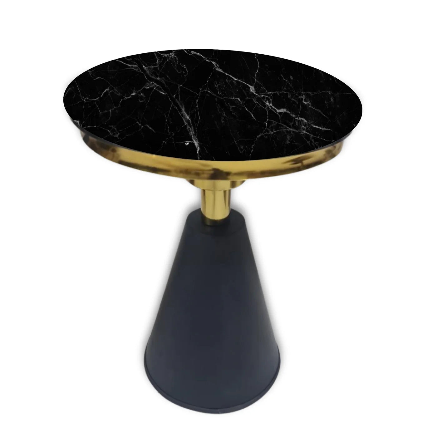 Nordic Luxury Rock Board Coffee Table Stainless Steel Golden Head With Chrome Finish & Black Metal Base| MST-0246