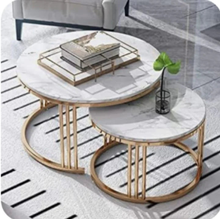 Luxurious Nesting Table Set With Chrome Finish| MTC-