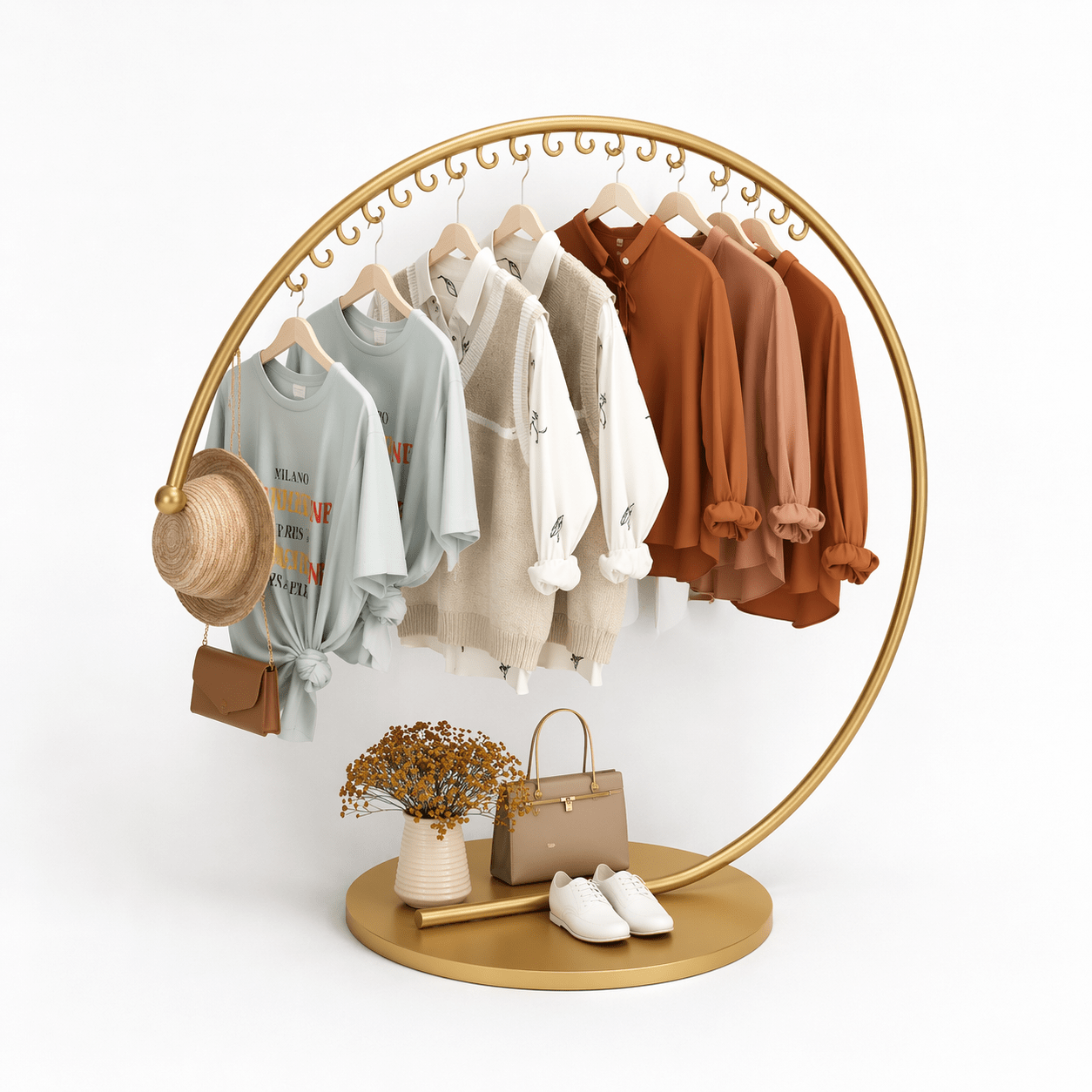 Cloth Hanging Rack Portable Garment Stand | Heavy Duty Clothes Organizer Rack with Wheels | Dhanaks Decor - Dhanaks Decor Table Dhanaks Decor Cloth Hanging Rack Portable Garment Stand | Heavy Duty Clothes Organizer Rack with Wheels | Dhanaks Decor