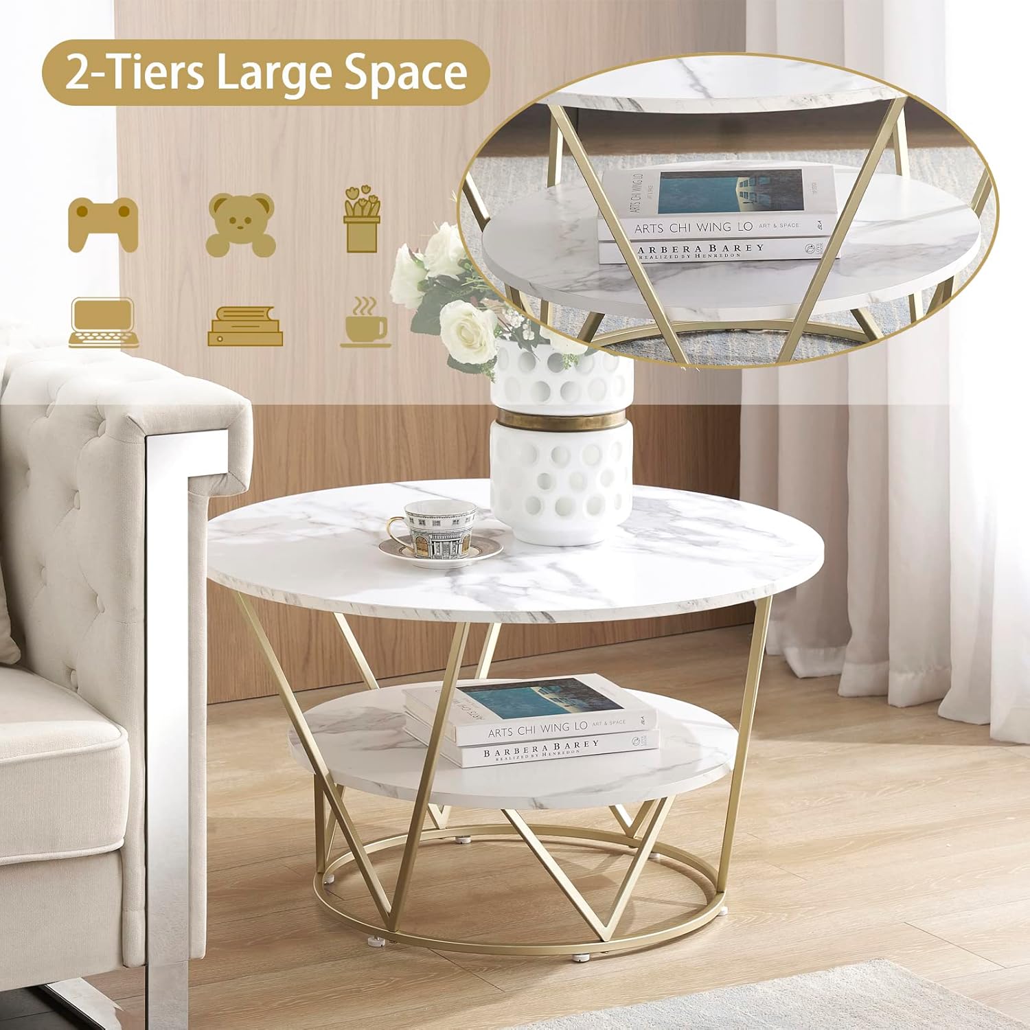 Elevation Round Coffee Table - Dhanaks Decor Table Dhanaks Decor Elevation Round Coffee Table