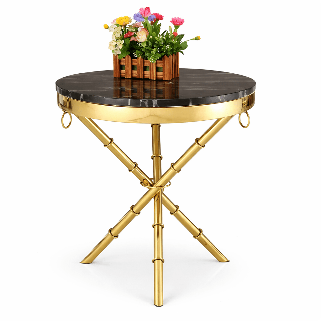 Golden Finish Sofa Side Coffee Table - Dhanaks Decor Table Dhanaks Decor Golden Finish Sofa Side Coffee Table