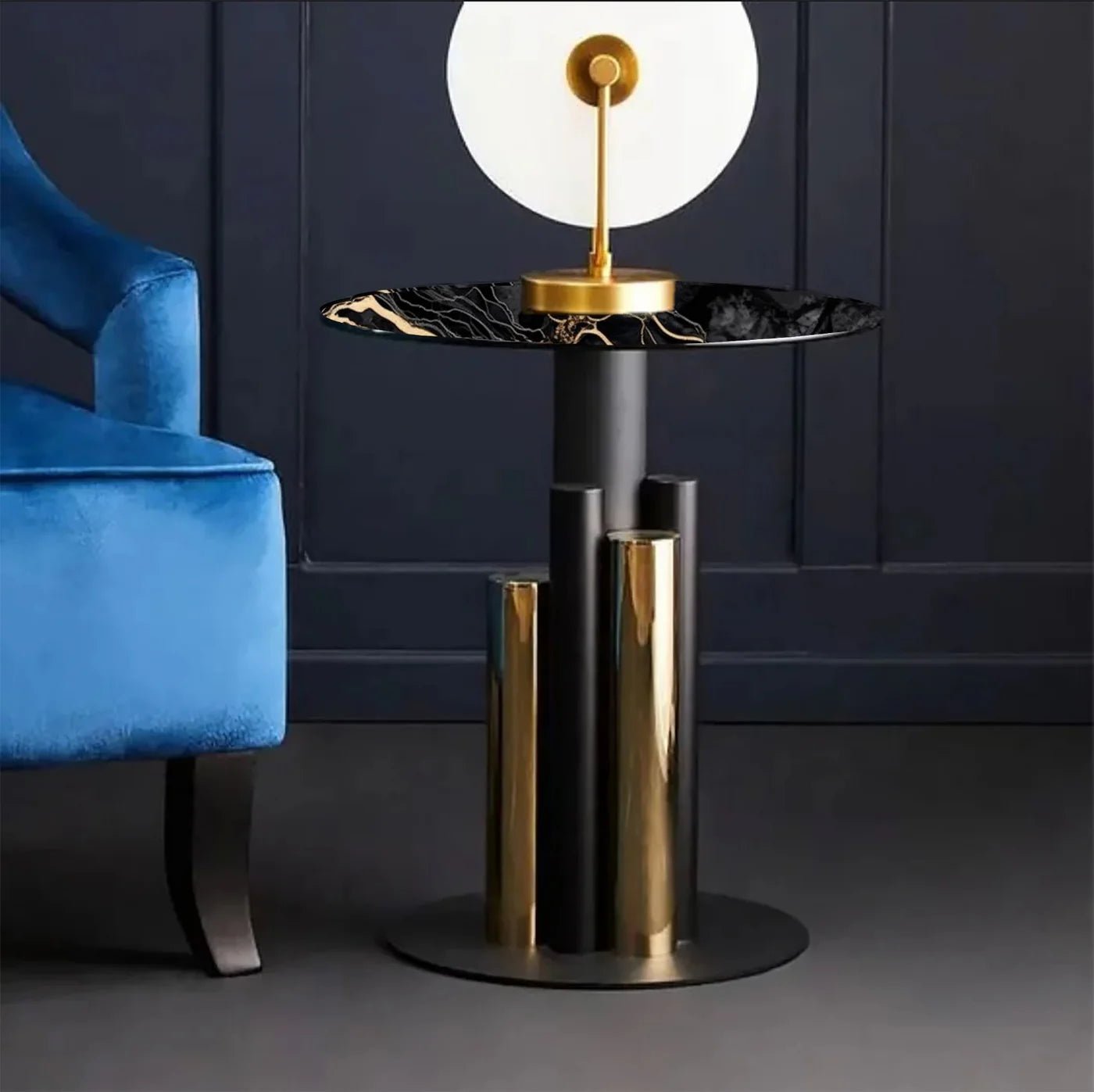Luxury Black & Gold Base Side Table | MST - 0447 - Dhanaks Decor Table Dhanaks Decor Luxury Black & Gold Base Side Table | MST - 0447