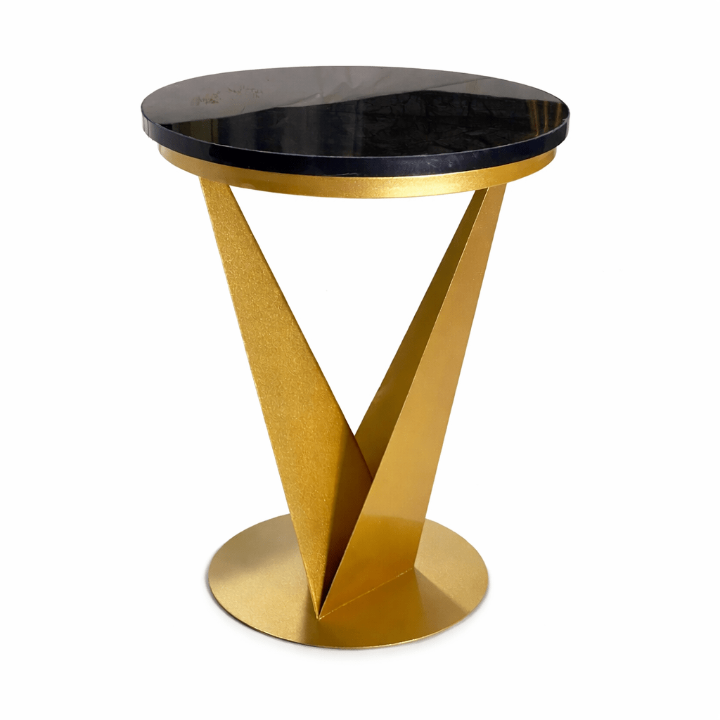 Luxury Black & Gold Round Side Table | Modern Metal Accent Coffee Table for Living Room | Dhanaks Store - Dhanaks Decor Table Dhanaks Decor Luxury Black & Gold Round Side Table | Modern Metal Accent Coffee Table for Living Room | Dhanaks Store