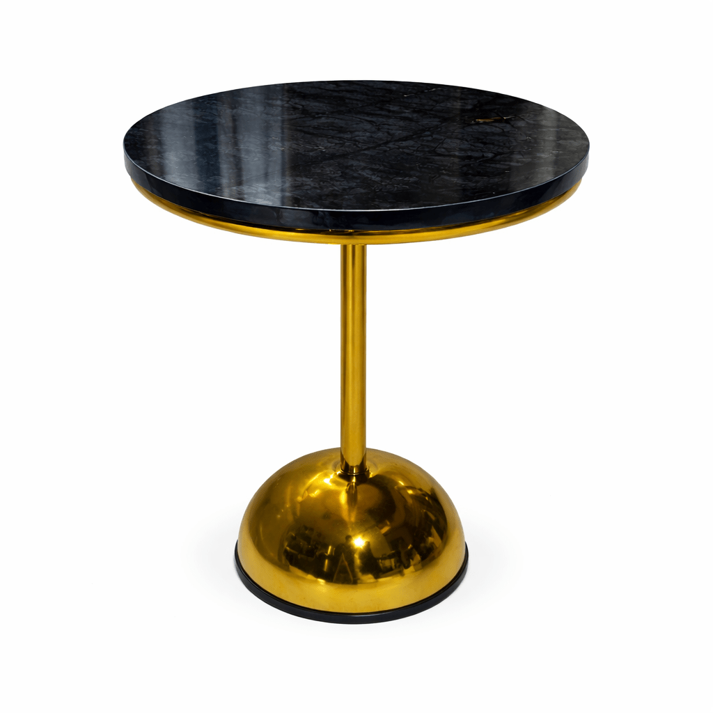 Luxury Black Marble Top Gold Pedestal Side Table – Modern Round Accent Table with Metallic Base for Living Room, Bedroom & Contemporary Décor - Dhanaks Decor Table Dhanaks Decor Luxury Black Marble Top Gold Pedestal Side Table – Modern Round Accent Table with Metallic Base for Living Room, Bedroom & Contemporary Décor