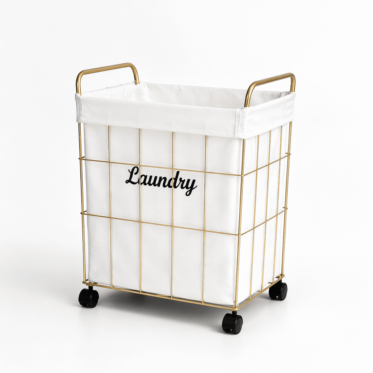 Luxury Gold Metal Laundry Basket with Handle & Lid - Dhanaks Decor Table Dhanaks Decor Luxury Gold Metal Laundry Basket with Handle & Lid