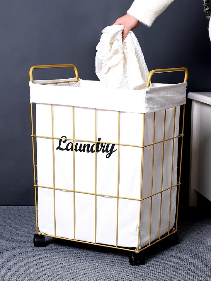 Luxury Gold Metal Laundry Basket with Lid | Modern Laundry Organizer - Dhanaks Decor Table Dhanaks Decor Luxury Gold Metal Laundry Basket with Lid | Modern Laundry Organizer