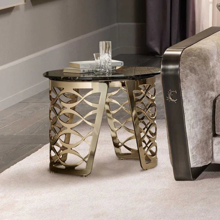 Luxury Round Coffee Table with Paint Finish Mdf Top - Dhanaks Decor Table Dhanaks Decor Luxury Round Coffee Table with Paint Finish Mdf Top
