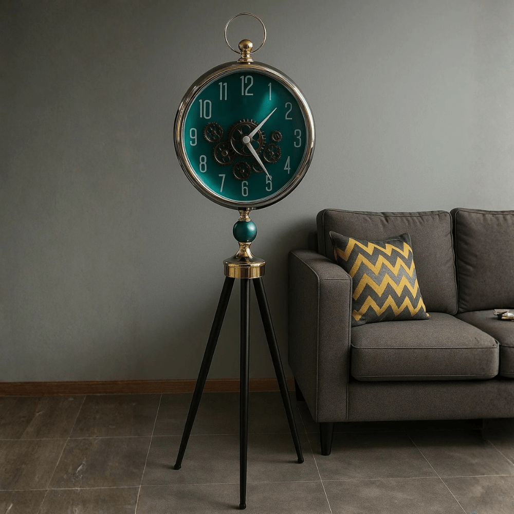 Modern Tripod Floor Clock with Exposed Gear Design | Vintage Standing Clock | Luxury Home Decor - Dhanaks Decor Clock Dhanaks Decor Modern Tripod Floor Clock with Exposed Gear Design | Vintage Standing Clock | Luxury Home Decor