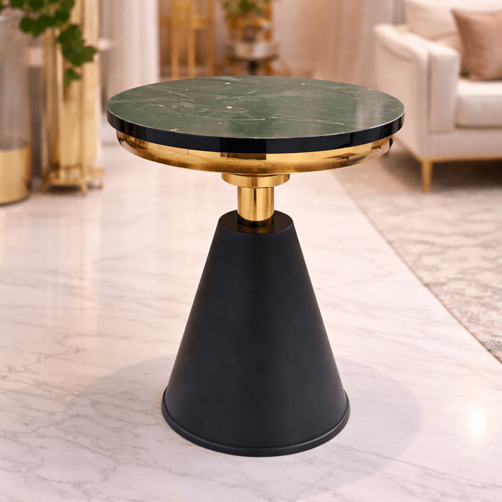Nordic Luxury Rock Board Coffee Table Stainless Steel Golden Head With Chrome Finish & Black Metal Base| SMT - 0006 - Dhanaks Decor Table Dhanaks Decor Nordic Luxury Rock Board Coffee Table Stainless Steel Golden Head With Chrome Finish & Black Metal Base| SMT - 0006