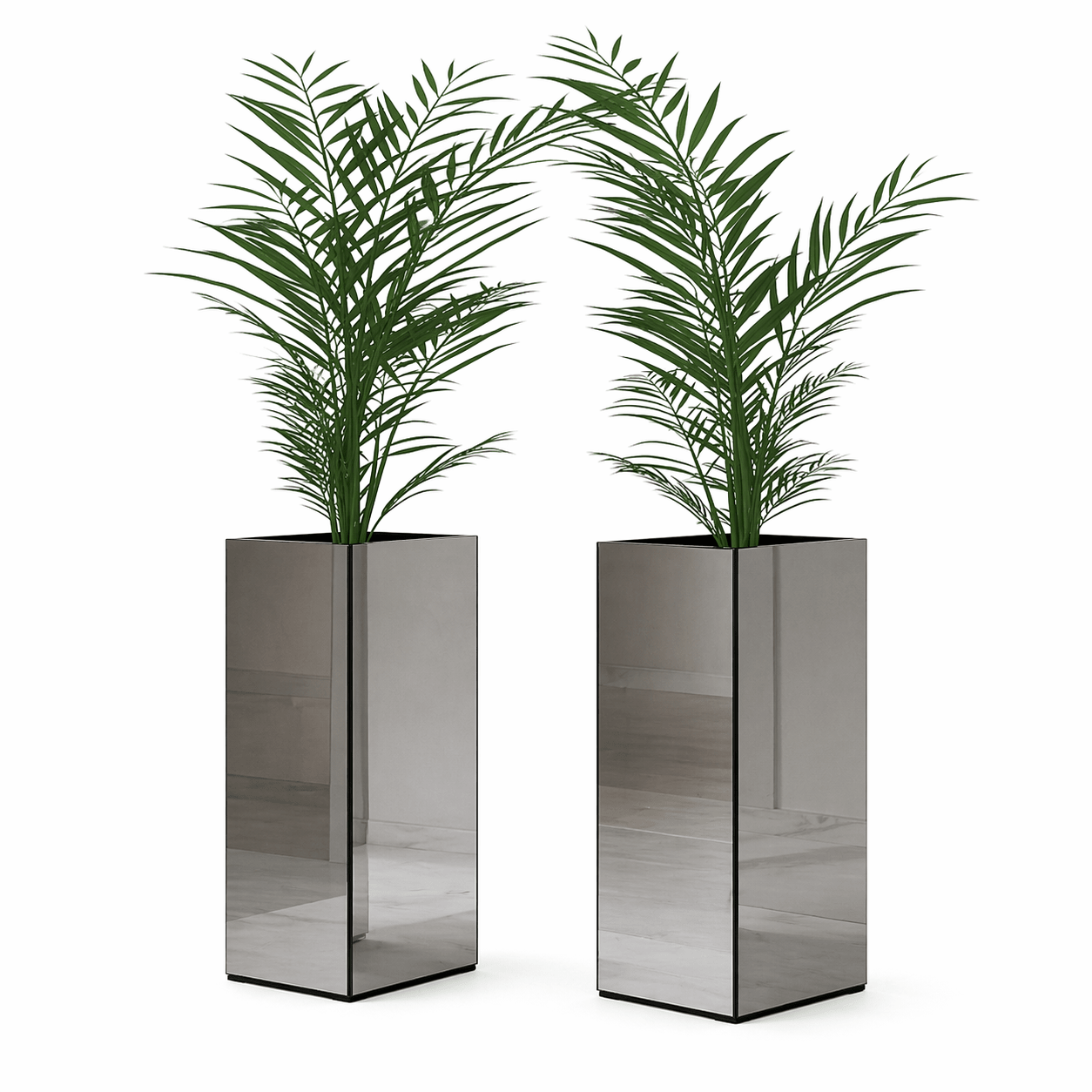 Stainless Steel Plant Pots with Artificial Plats (2.P Set) - Dhanaks Decor Plant Stand Dhanaks Decor Stainless Steel Plant Pots with Artificial Plats (2.P Set)